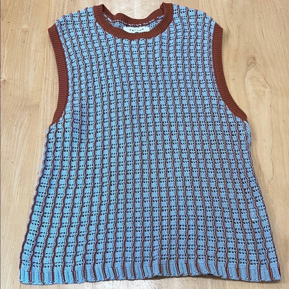 PacSun Blue and Brown Knit Top